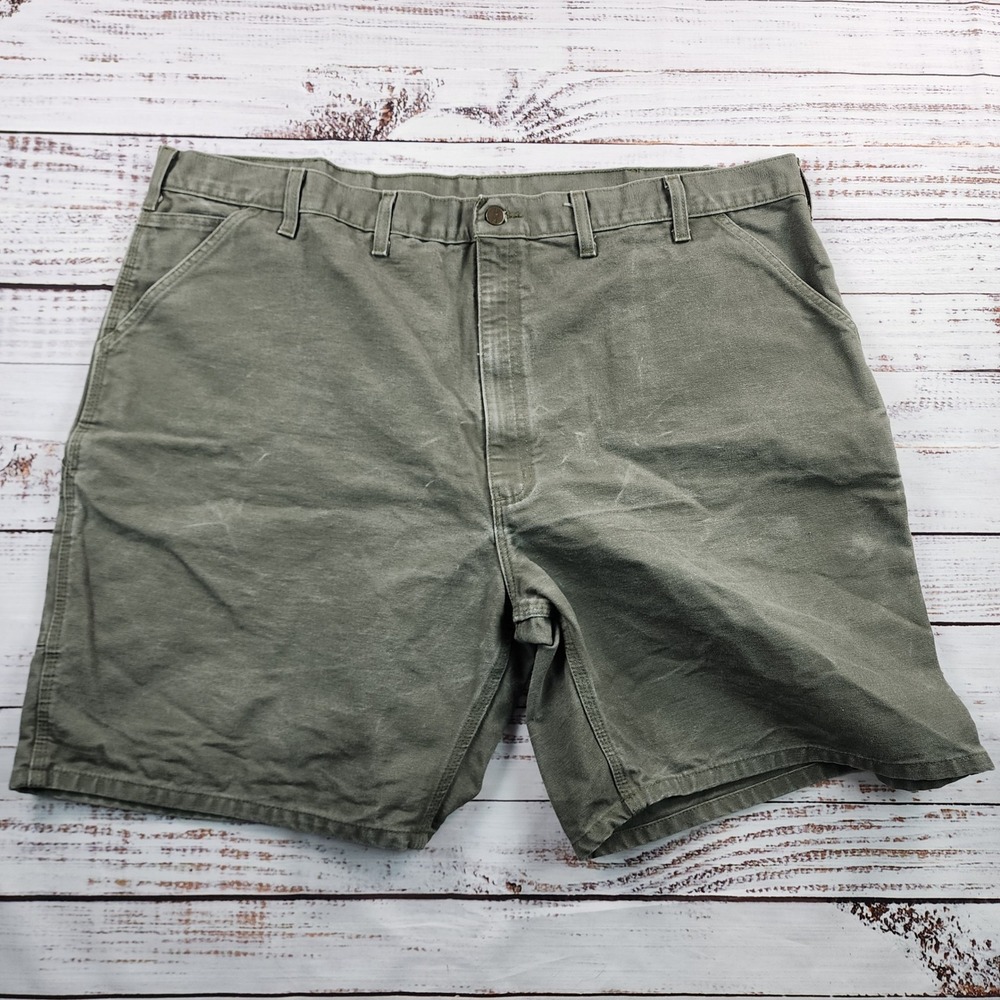 Carhartt B25 MOS Washed Duck Work Shorts Mens 48 Moss Green Canvas Carpenter